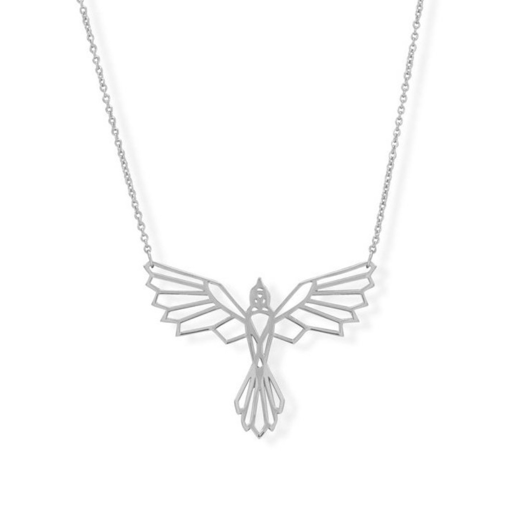 New! Sterling Silver Oragami Inspired Bird Necklace